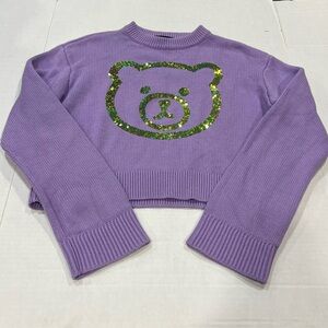 Teddy Fresh Lavender Sweater with Glitter Bear
